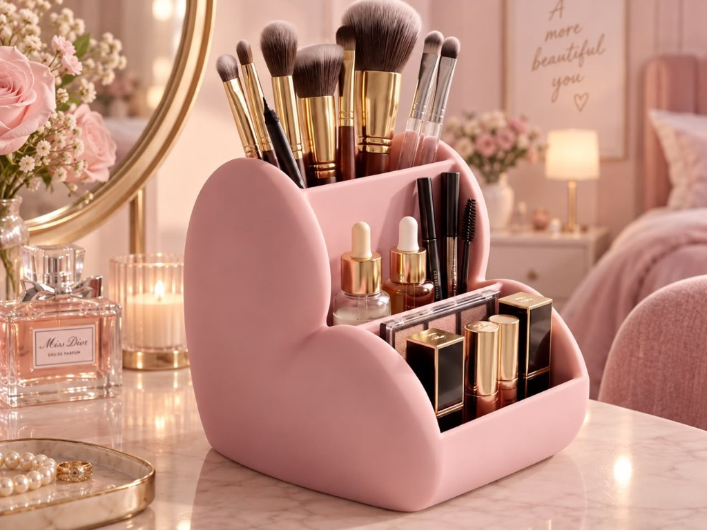 Organiseur maquillage cœur